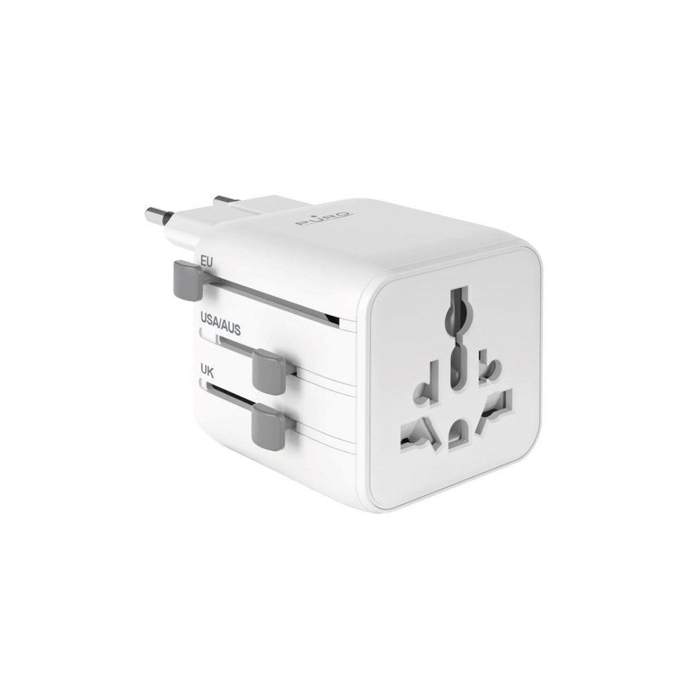 Puro Universell Reiseadapter 2500W - Kompatibel med EU / UK / US / AUS - Hvit