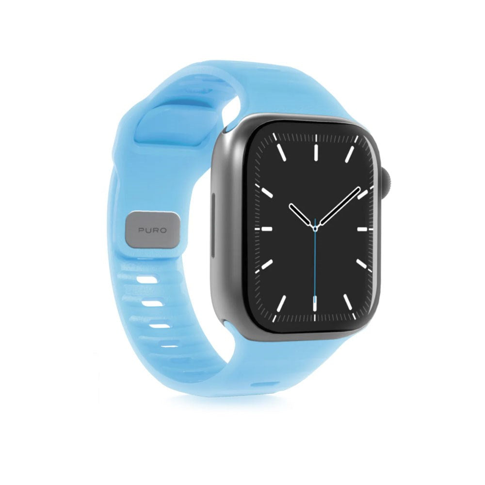 Apple Watch (38/40/SE/41/42mm) Puro GLOW Silikon Klokkerem - Light Blue