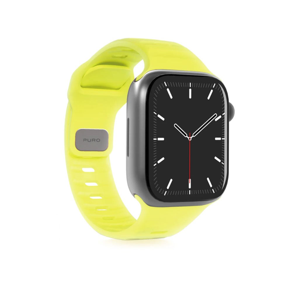 Apple Watch (38/40/SE/41/42mm) Puro GLOW Silikon Klokkerem - Yellow