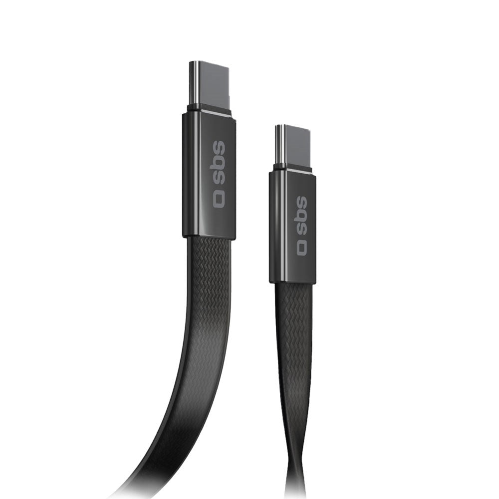 SBS 60W Flat USB-C til USB-C Kabel – 1m – Svart