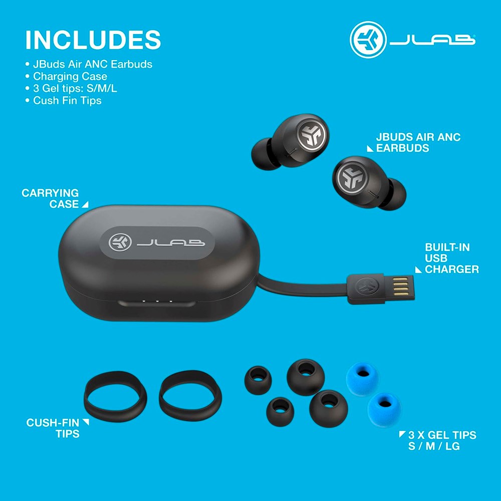 JLab JBuds Air ANC True Wireless In-Ear Hodetelefoner - Svart