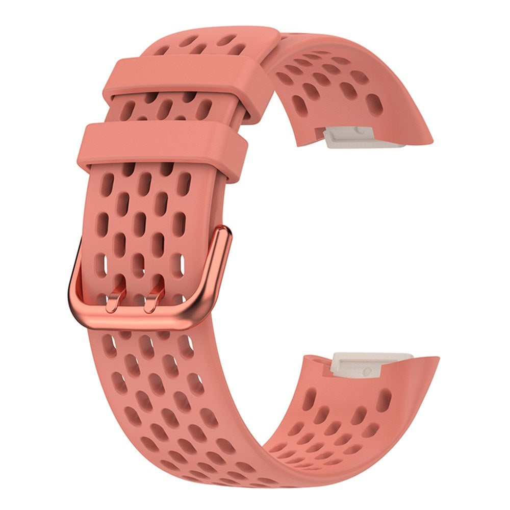 Fitbit Charge 6 / 5 Silikonrem med hull - Rosa