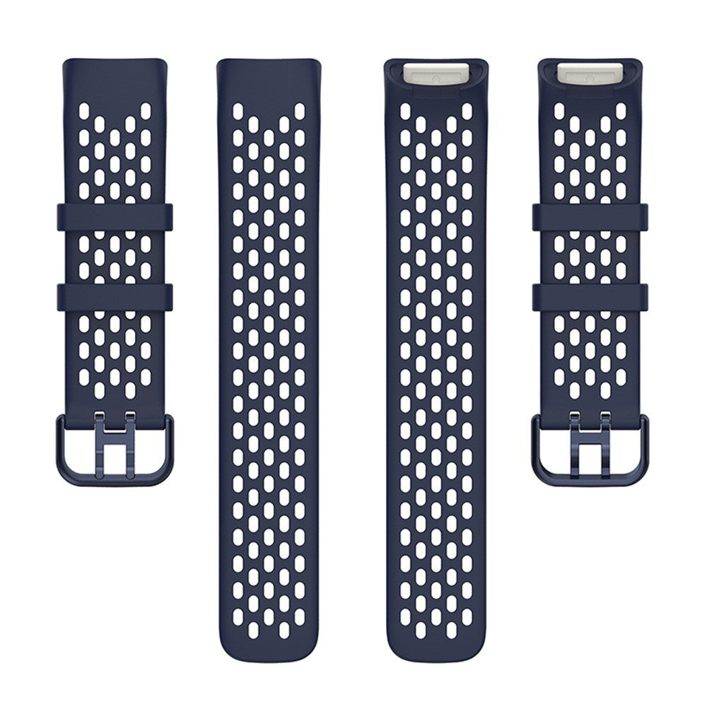 Fitbit Charge 6 / 5 Silikonrem med hull - Blå