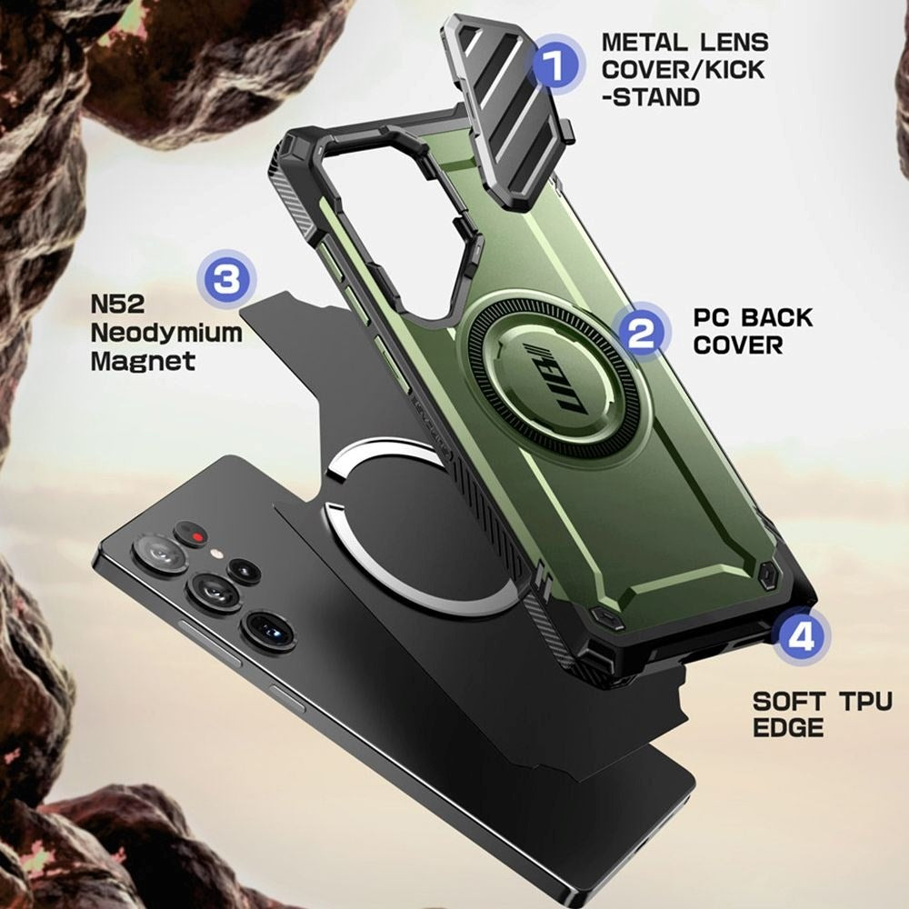 Supcase Unicorn Beetle XT Mag Samsung Galaxy S25 Ultra Deksel - MagSafe Kompatibel - Grønn