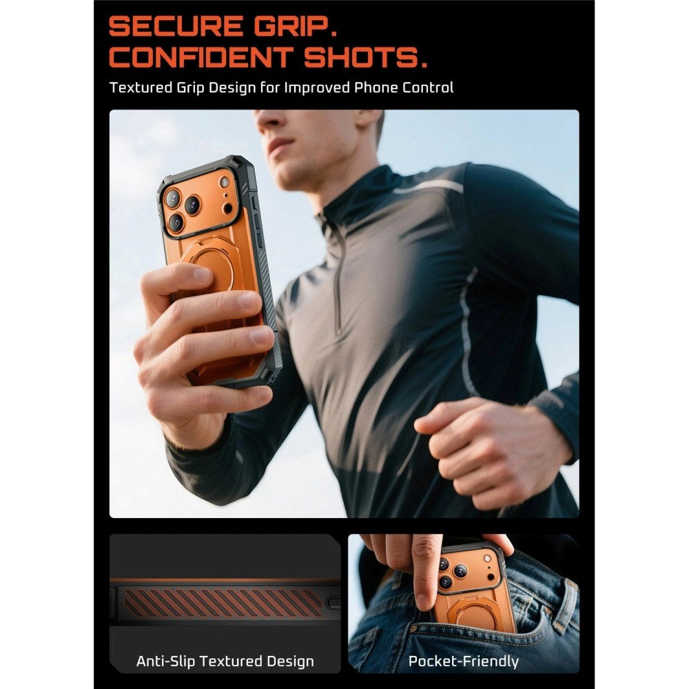 iPhone 17 Pro SUPCASE UB GRIB PRO MAG Deksel m. Skjermbeskytter - MagSafe Kompatibel - Gjennomsiktig / Oransje