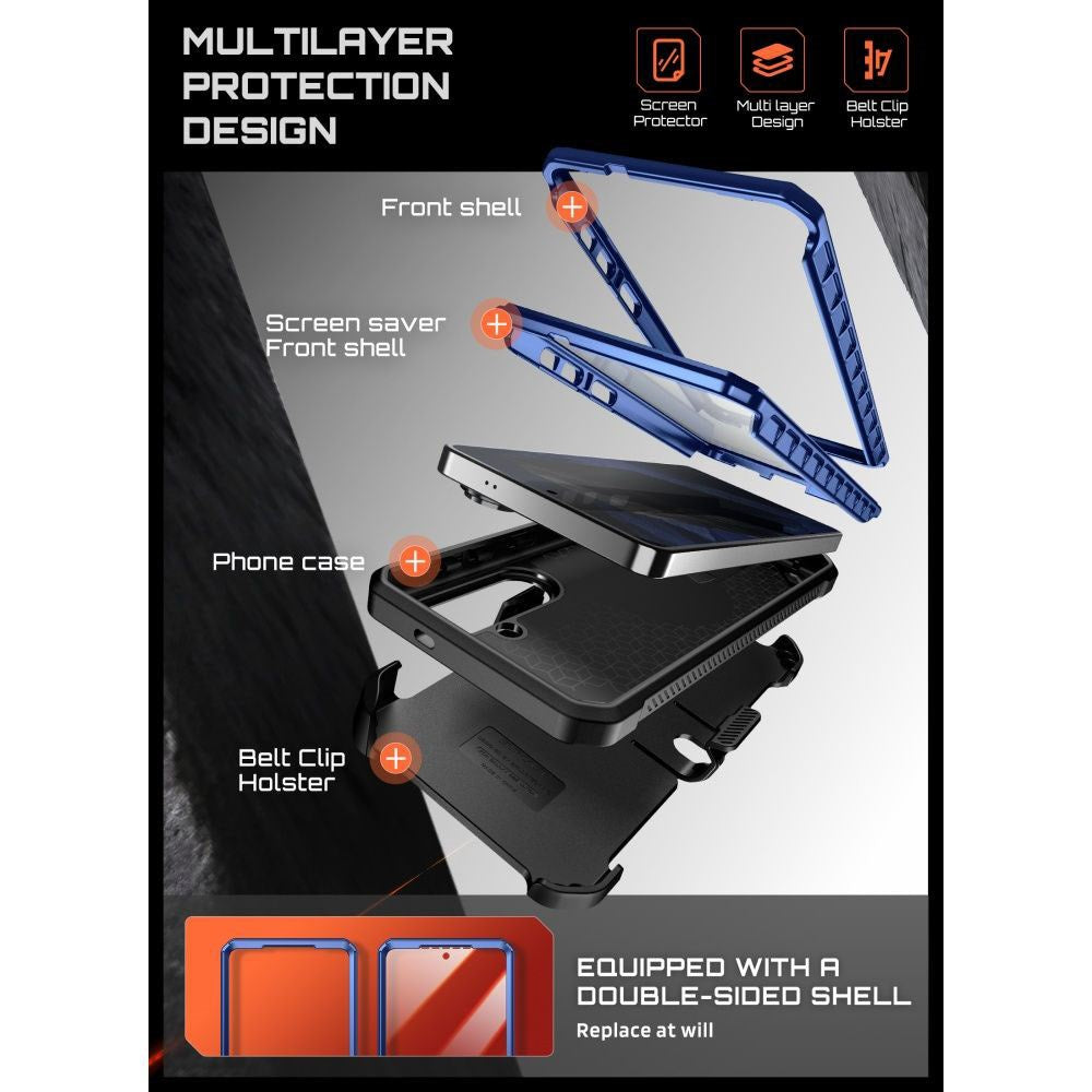 Samsung Galaxy S26 SUPCASE Unicorn Beetle Pro Mag Deksel m. 2x Front Ramme - MagSafe Kompatibel - Blå