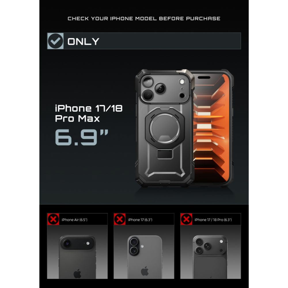 iPhone 18 Pro Max / 17 Pro Max Supcase UB Grip Mag Deksel - MagSafe Kompatibel - Svart