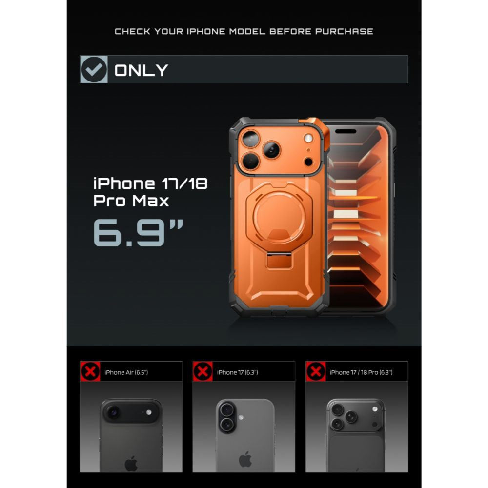 iPhone 18 Pro Max / 17 Pro Max Supcase UB Grip Mag Deksel - MagSafe Kompatibel - Oransje