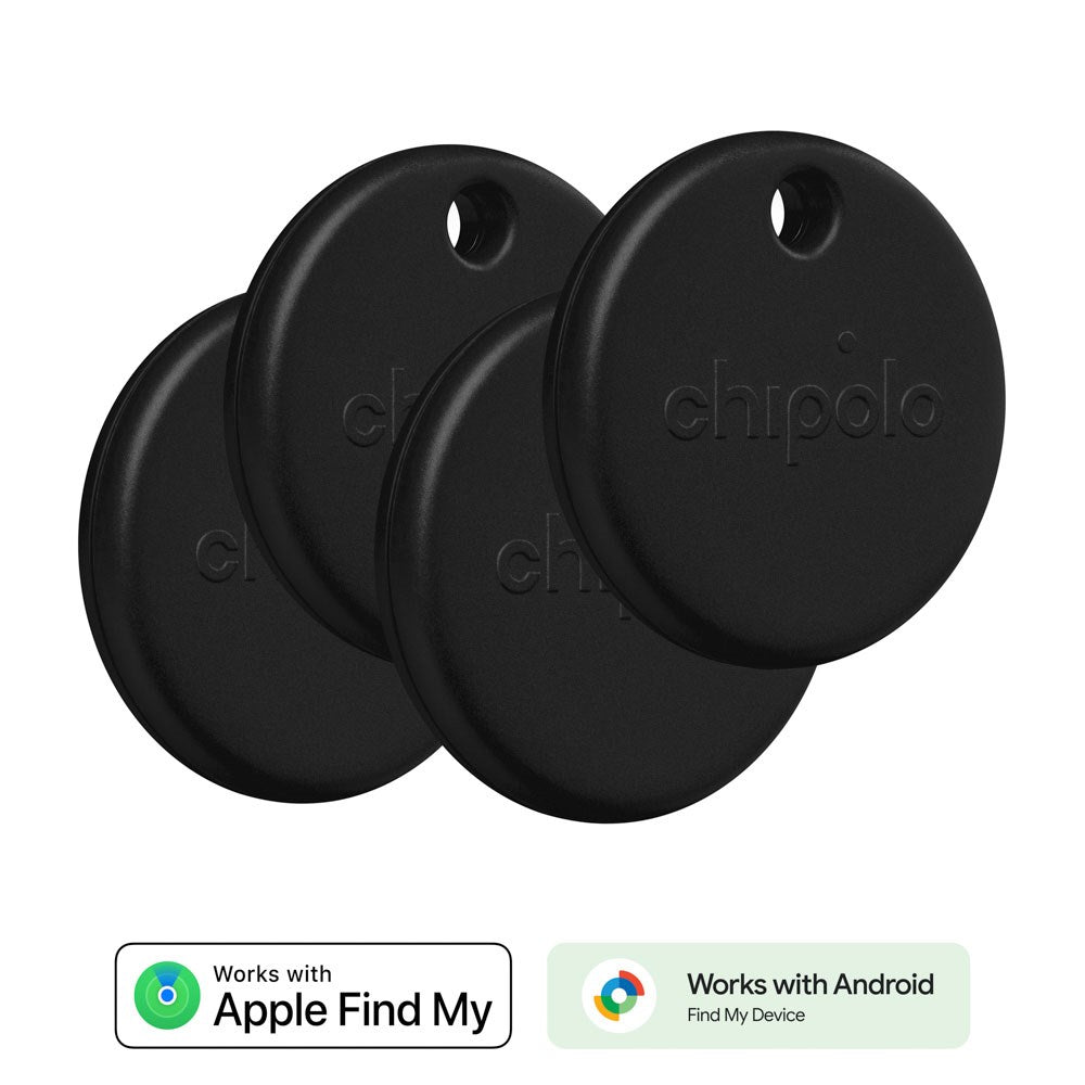 Chipolo POP Bluetooth GPS Tracker - Kompatibel med Apple Find My & Google's Find My Device - 4 Stk. - Svart