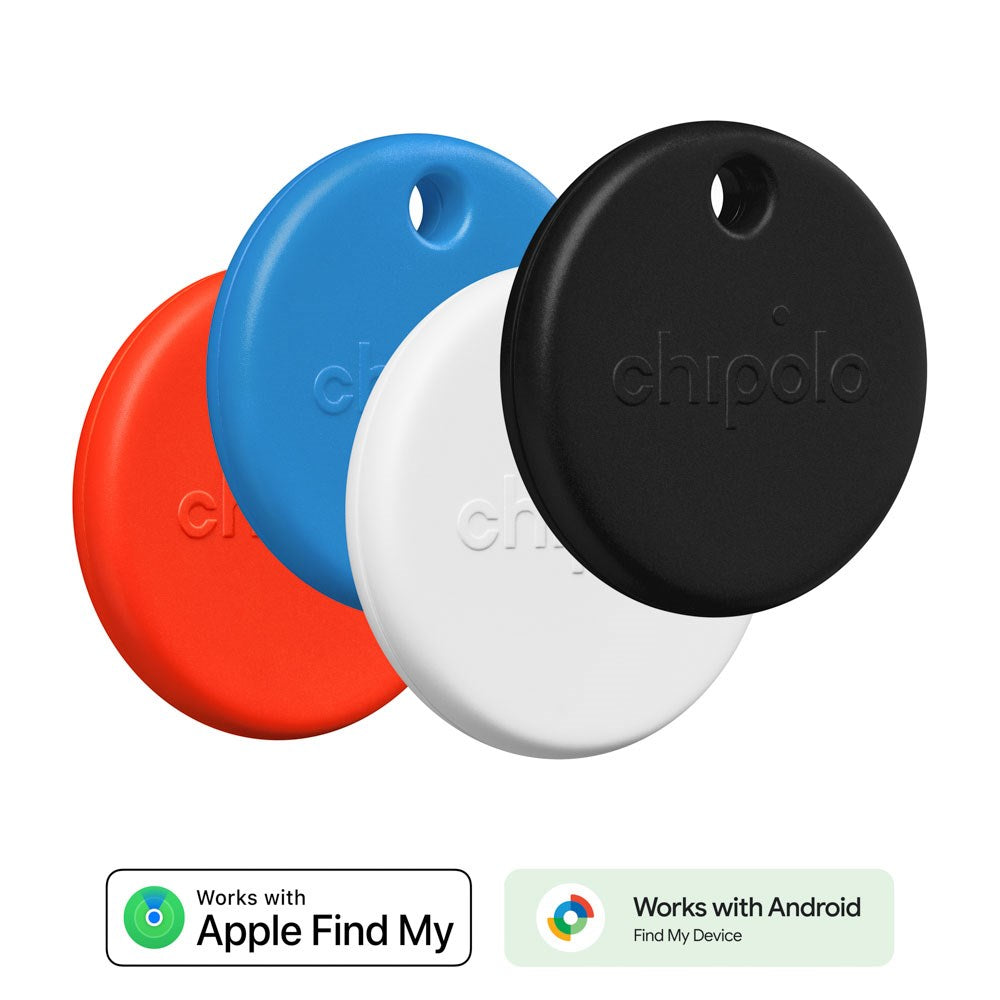 Chipolo POP Bluetooth GPS Tracker - Kompatibel med Apple Find My & Google's Find My Device - 4 Stk. - Rød / Blå / Hvit / Svart
