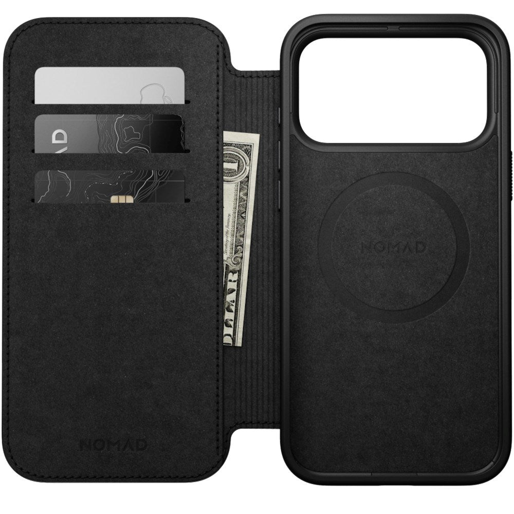 iPhone 18 Pro Max Nomad Modern Leather Folio Case - MagSafe Kompatibel - Black