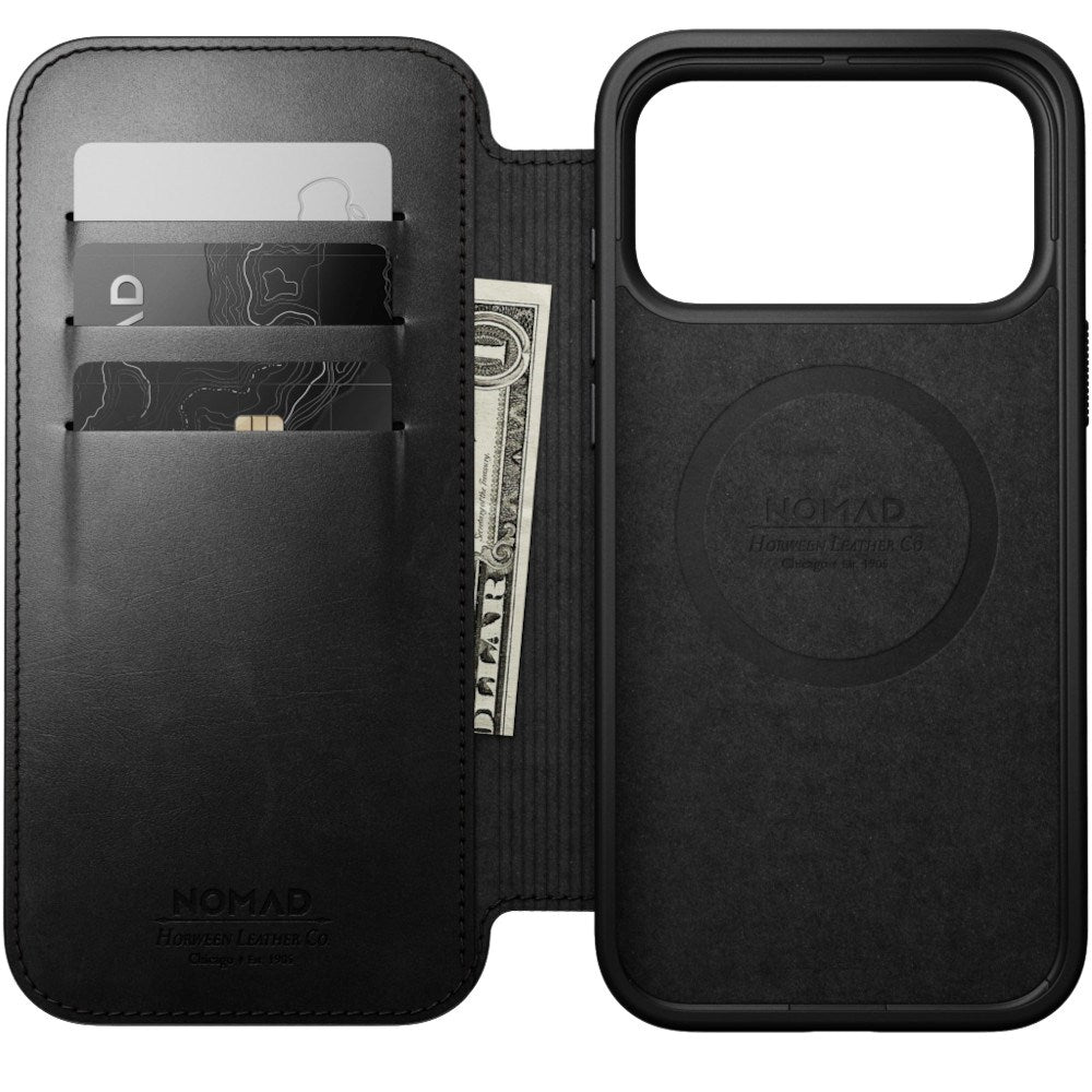 iPhone 18 Pro Nomad Modern Horween Leather Folio Case - MagSafe Kompatibel - Black