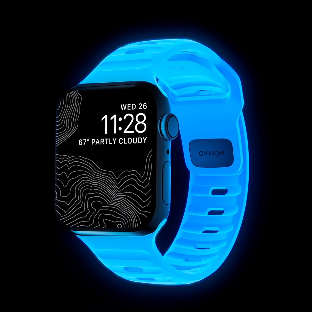 Nomad Apple Watch (38/40/SE/41/42mm) Sport Band Rem - Icy Blue Glow