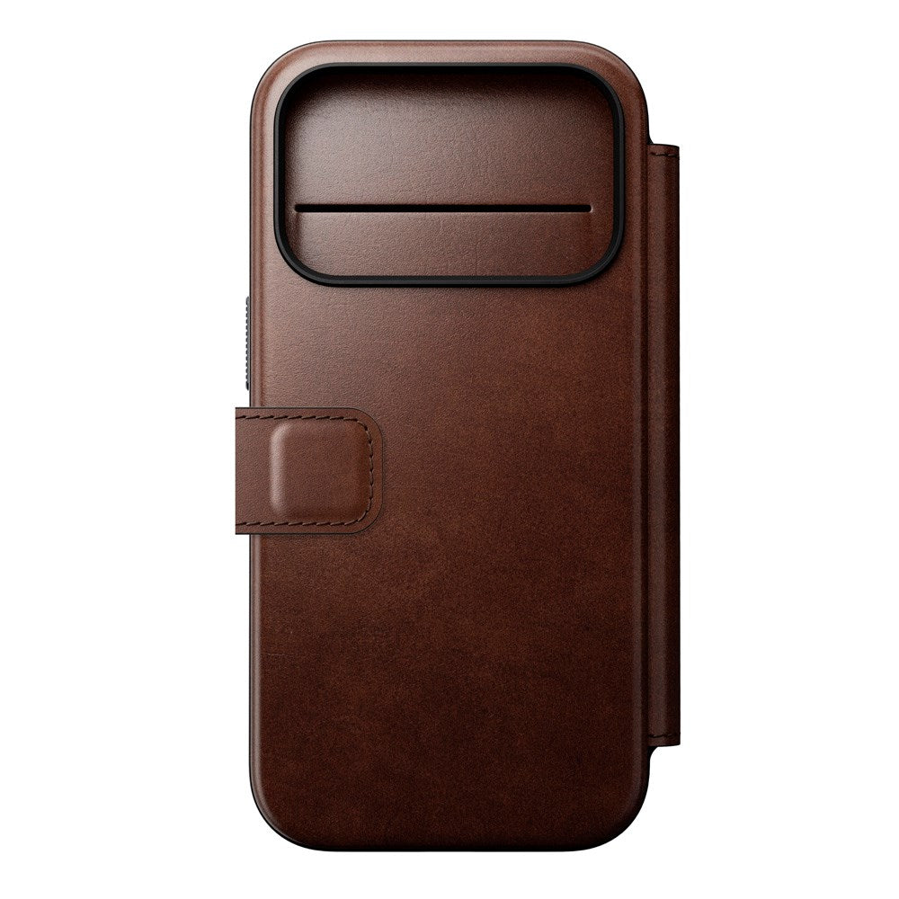 Nomad iPhone 17 Pro Modern Horween Leather Folio Case - MagSafe Kompatibel - Rustic Brown