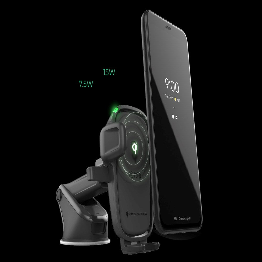 iOttie Easy-One-Touch Qi Mobilholder m. Trådløs Lading – Instrumentbord / Vindusrute – Svart