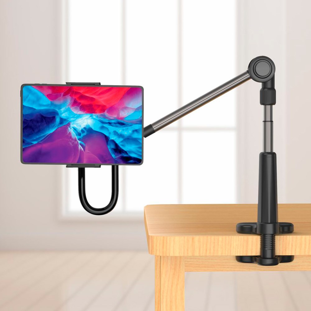 Fixed Relax Universal Nettbrettholder for Skrivebord - Maks Nettbrett: 125-215 mm - Svart / Sølv