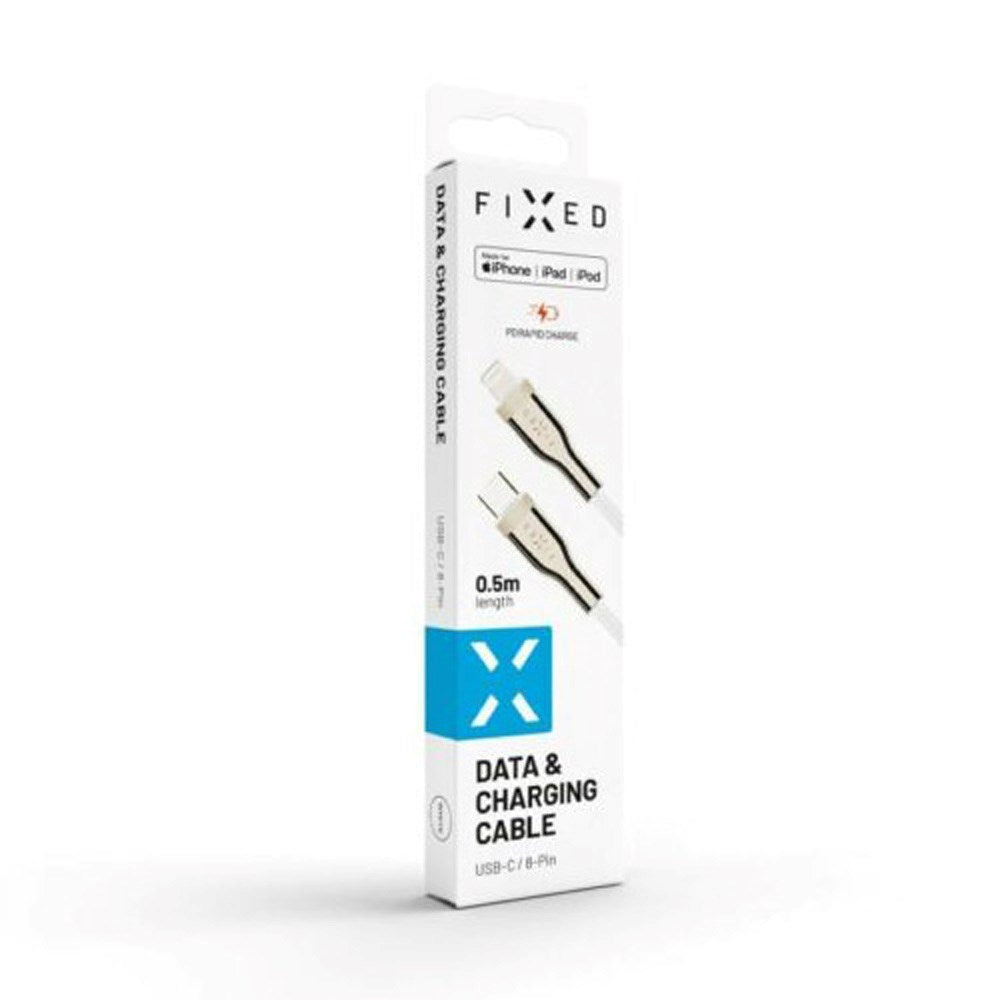 Fixed Metal USB-C til Lightning MFi PD Kabel 60W - 50cm - Hvit