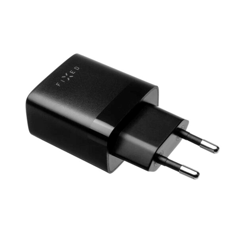 Fixed Vegglader m. 2x USB-A / 1x USB-C Kabel 17W - 1m - Svart