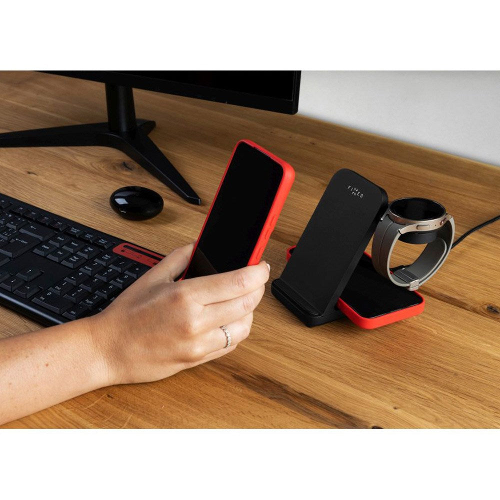 Fixed Ttrådløs 3-in-1 Ladestasjon for Samsung - Svart