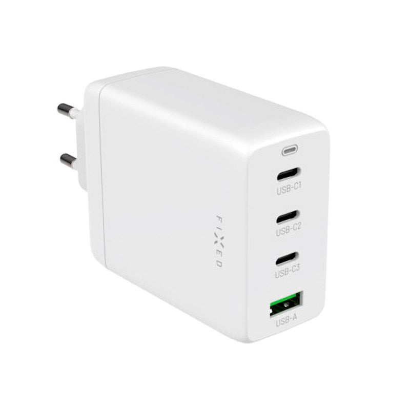Fixed GaN 100W Vegglader m. 3x USB-C / 1x USB-A - Hvit