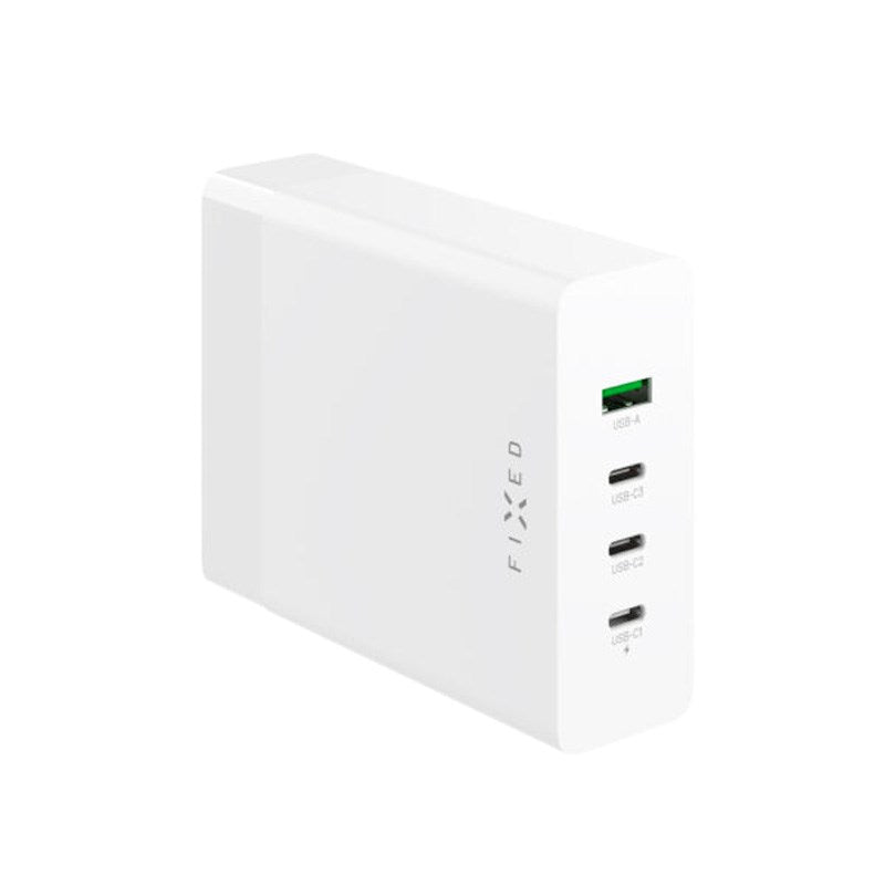 Fixed GaN Bordlader 200W - 3x USB-C / 1x USB-A - Hvit