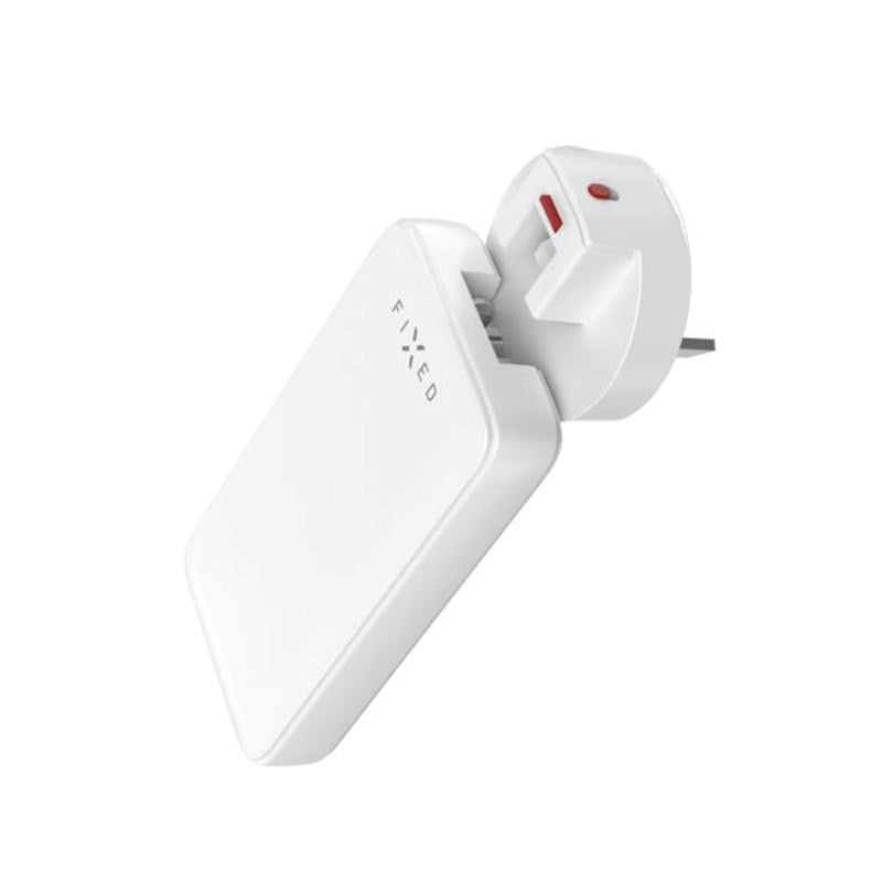 Fixed Slank Vegglader med 2 x USB-C & Reiseadapter - EU / UK / US / AUS - Hvit