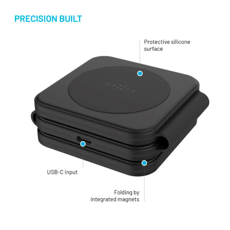 Fast Flex 3-i-1 Trådløs Lader med USB-C - Sammenleggbar Design - Svart