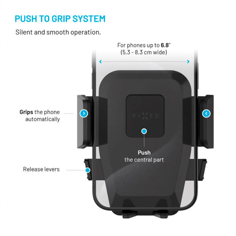 Fixed Iconiq XXL (Maks. Mobilbredde: 5,3 - 8,3 cm) Dashbord- / Frontrutetelefonholder - Svart