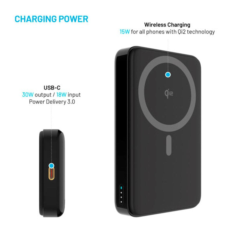 Fixed MagZen 10 Pro - Qi2 20W Powerbank 10.000 mAh - MagSafe Kompatibel - Svart
