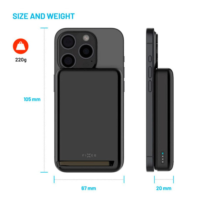 Fixed MagZen 10 Pro - Qi2 20W Powerbank 10.000 mAh - MagSafe Kompatibel - Svart
