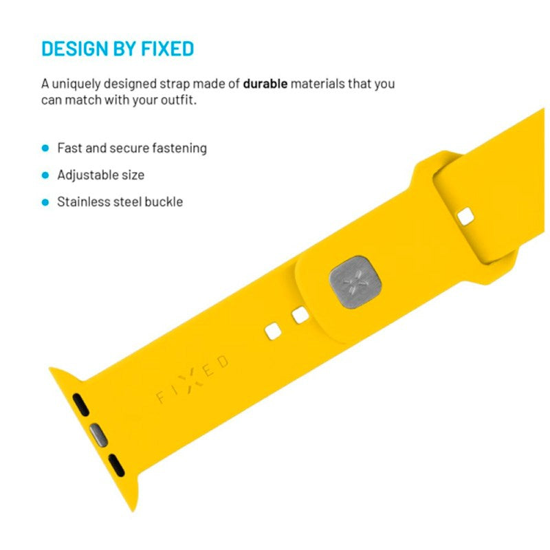 Apple Watch (42 / 44 / SE / 45 / 46 / 49mm) Fixed Sporty Silikon Rem Sett - Gul