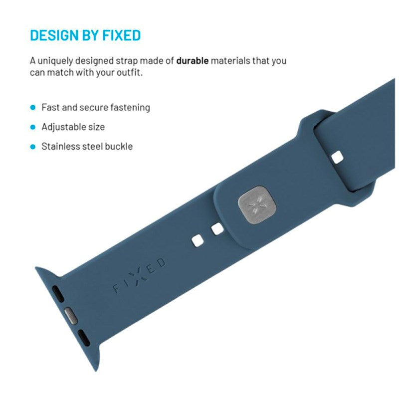 Apple Watch (38 / 40 / SE / 41 / 42mm) Fixed Sporty Silikon Rem Sett - Lys Blå