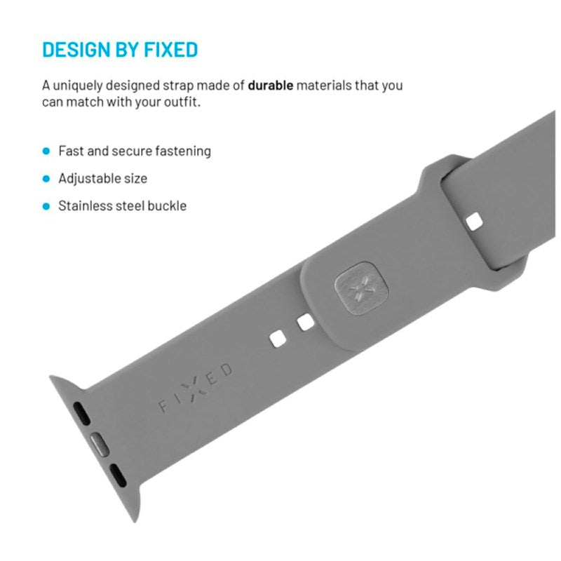 Apple Watch (38 / 40 / SE / 41 / 42mm) Fixed Sporty Silikon Rem Sett - Lysgrå