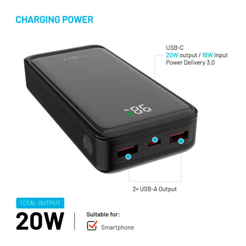 Fixed Zen2 20 - 20W PowerBank 20.000 mAh - Svart