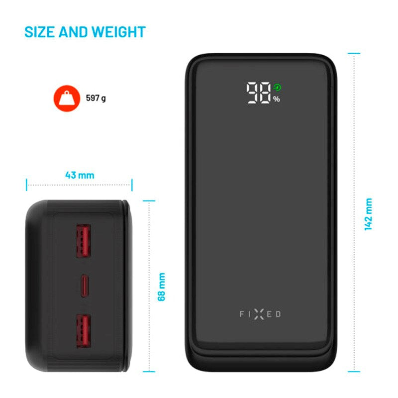 Fixed Zen2 30 - 20W PowerBank 30.000 mAh - Svart