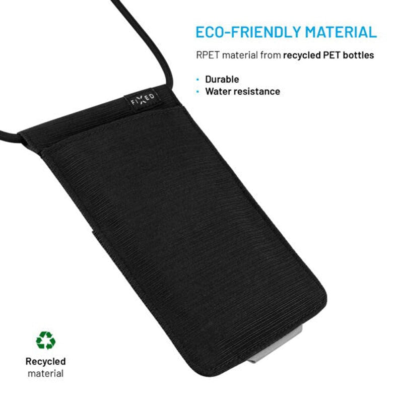 Fixed Mobilveske med Snøring (105 x 185 mm) - Svart