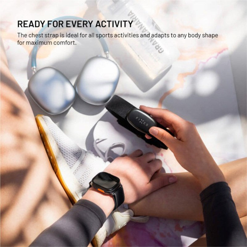 Fast Pulsmåler med Bryststropp (HR & HRV) - Svart