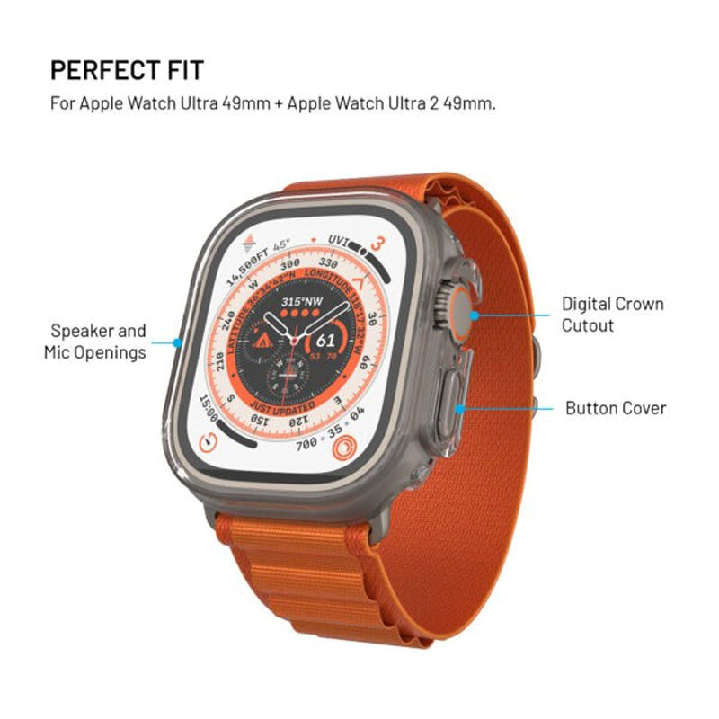 Apple Watch Ultra 3 / 2 / 1 (49 mm) Fixed Deksel med Innebygd Skjermbeskytter - Gjennomsiktig