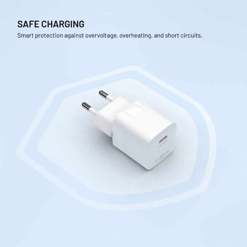 Fixed 30W Mini-Vegglader med USB-C & PD - Hvit