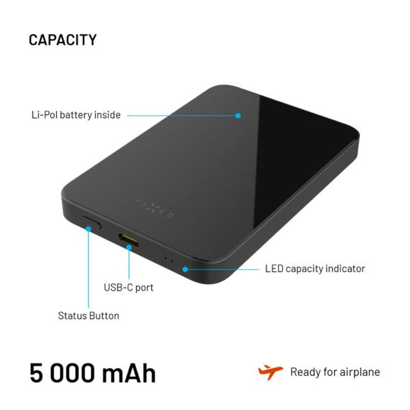 Fast MagZen Qi2 Trådløs Powerbank 5 000 mAh - Svart