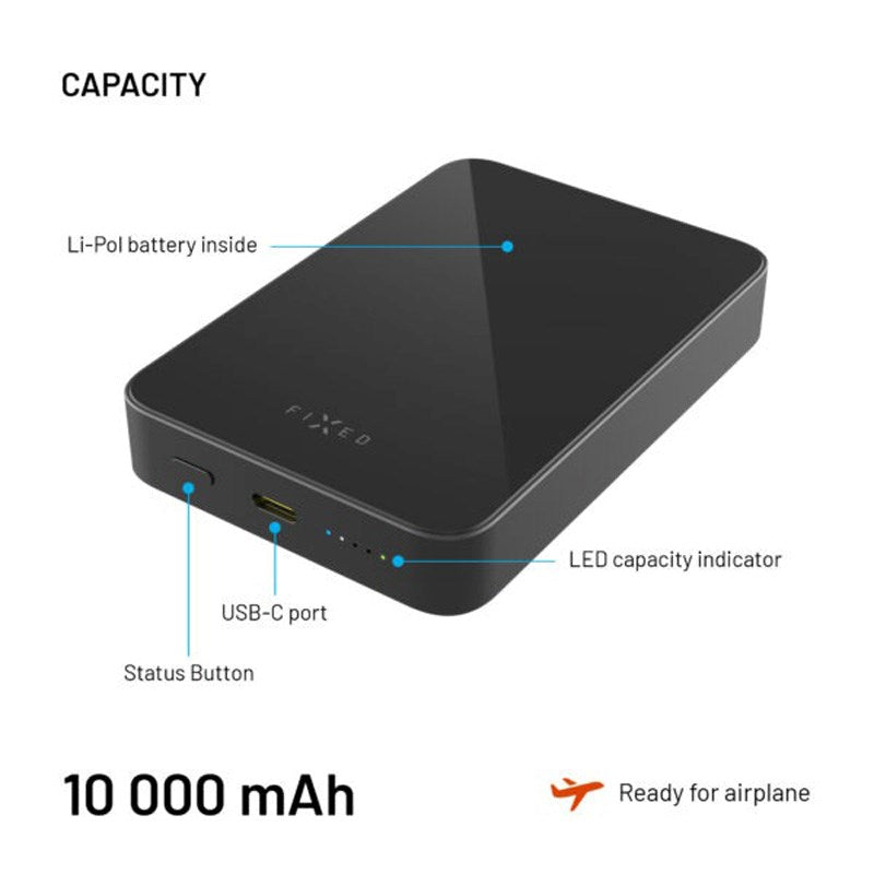 Fast MagZen Qi2 Trådløs Powerbank 10 000 mAh - Svart
