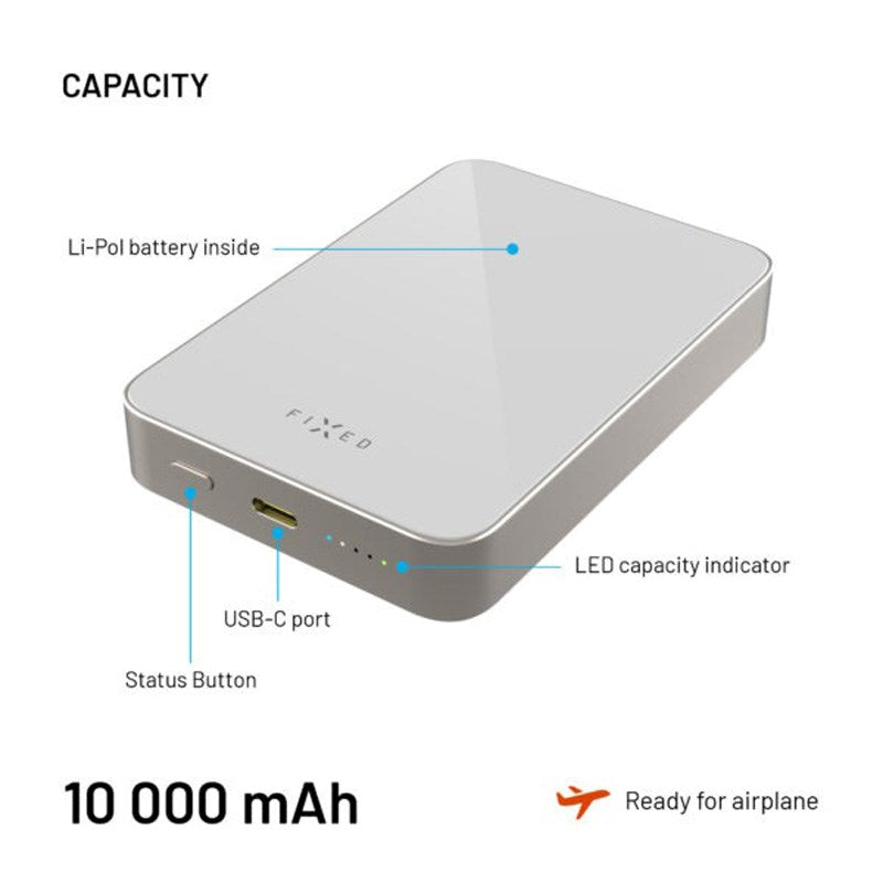 Fast MagZen Qi2 Trådløs Powerbank 10 000 mAh - Grå