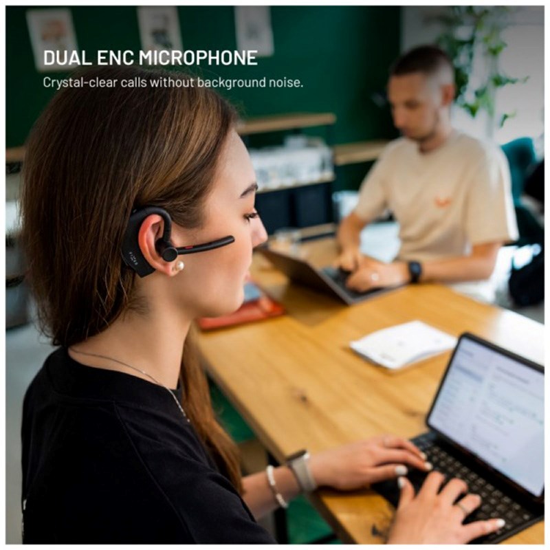 Fixed Talk Pro Wireless Headset med ENC – Open-Ear – Svart
