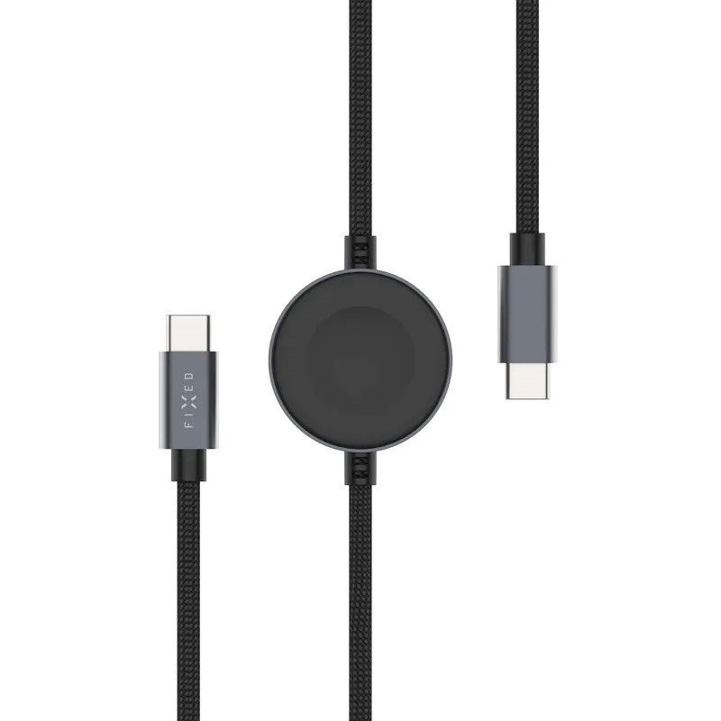Fixed USB-C Ladekabel til Apple Watch & Samsung Galaxy Watch - 1.5m - Svart