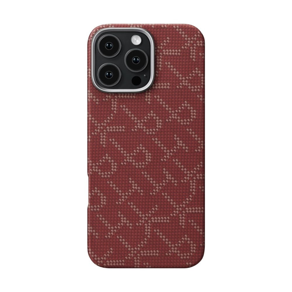 iPhone 16 Pro Max PITAKA Tactile Woven Deksel - MagSafe Kompatibel - Red / Gold