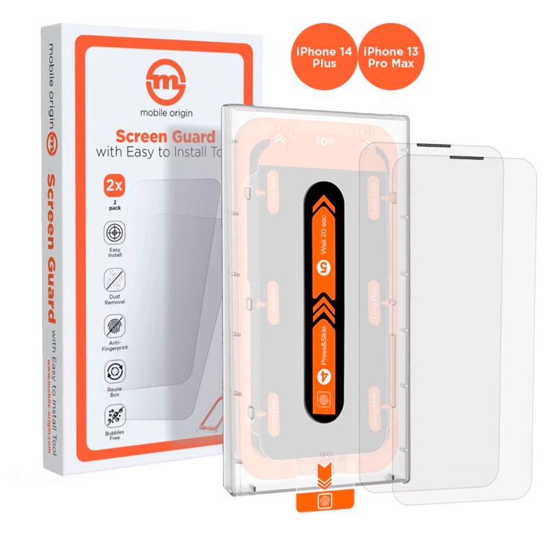 iPhone 14 Plus / 13 Pro Max Mobile Origin Beskyttelsesglass - Case Friendly - 2 stk - Gjennomsiktig