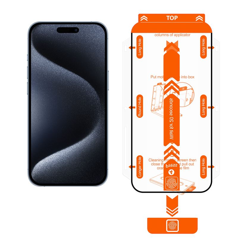 iPhone 15 Pro Mobile Origin Orange Screen Guard Beskyttelsesglass - 2 stk. - Gjennomsiktig