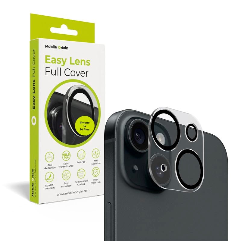 Mobile Origin Easy Lens Full Cover til iPhone 14 / 14 Plus - Gjennomsiktig