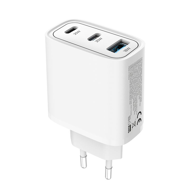 Mobile Origin GaN 40W Vegglader med USB-A + 2 USB-C Porter - Hvid