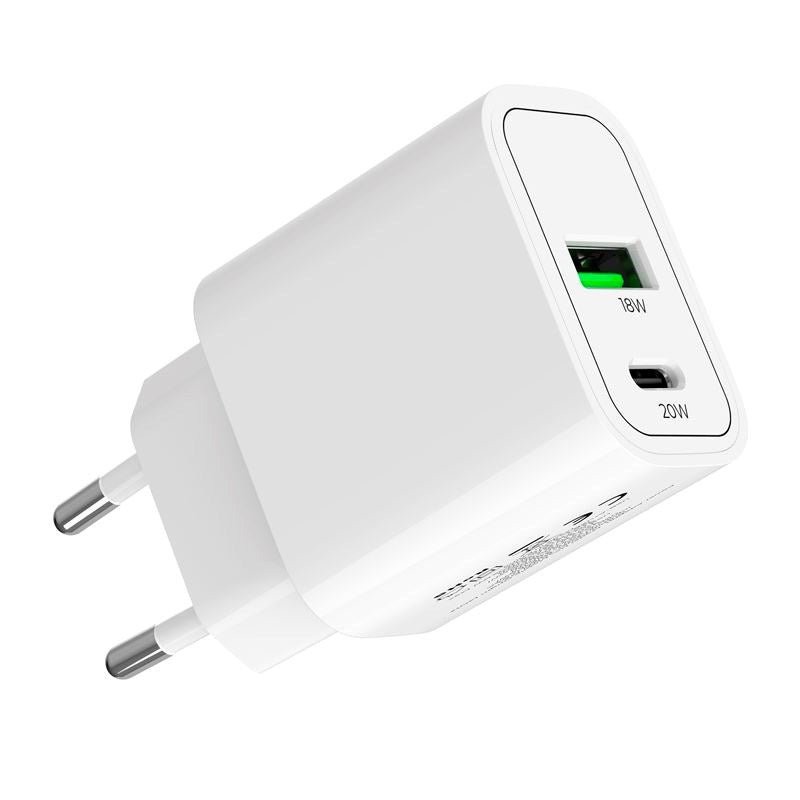 Mobile Origin MO12 20W Vegglader m. 1x USB-A & 1x USB-C - Hvit